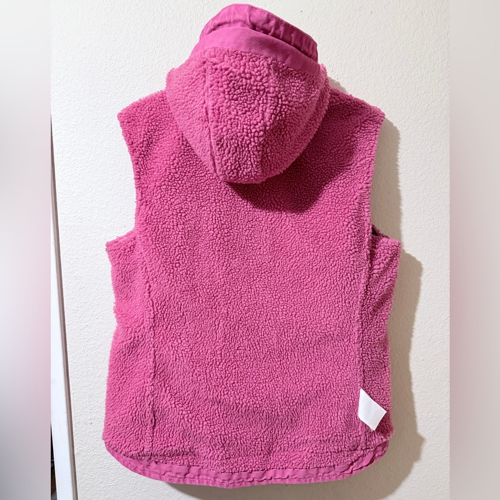 Carhartt Women’s Pink Hooded Sherpa Lined Vest Large Snap Front - Picture 7 of 10